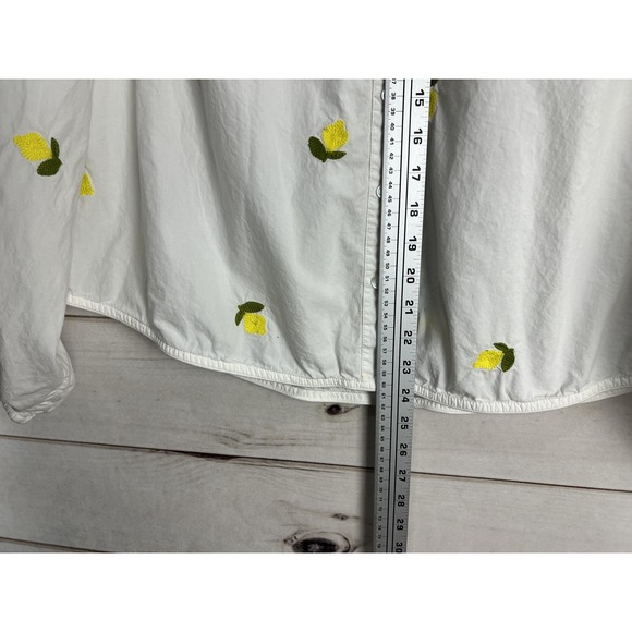 Maeve Anthropologie Shirt Womens XL White Lemon Embroidered Button Front - Picture 7 of 9